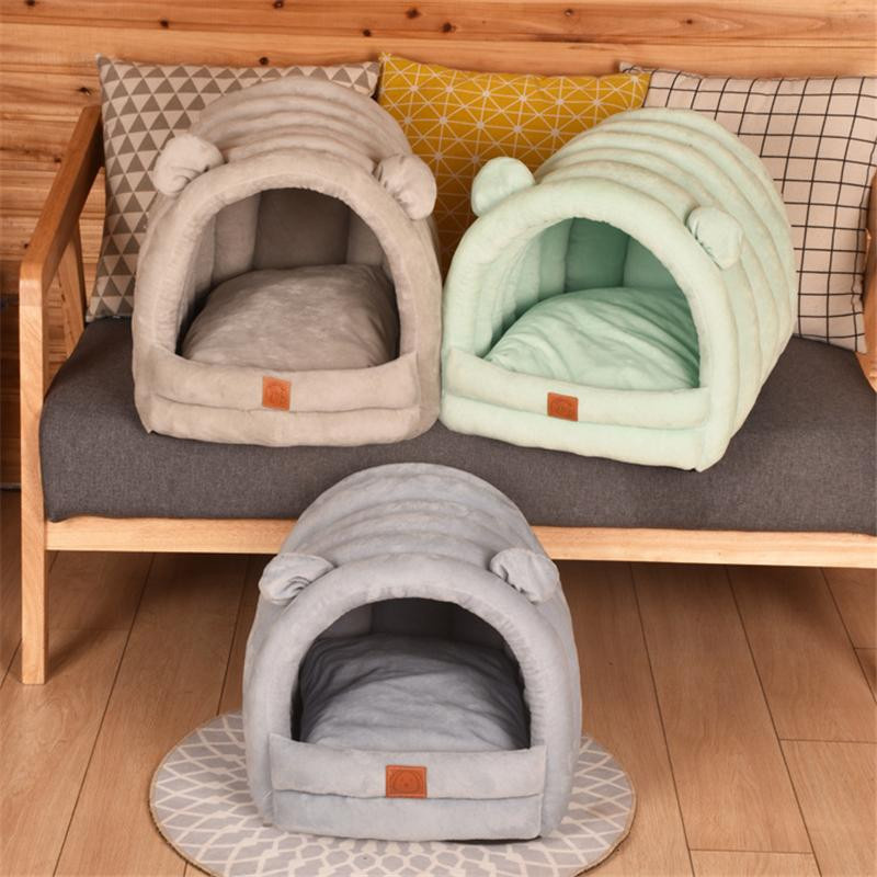 Gemütliches rundes Katzenbett aus 100% Baumwolle als warmes Schlafzelt und Höhle für Katzen und Hunde in S - Bild 2