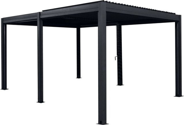 Floraworld Pergola mit Lamellen-Flach-Dach aus Aluminium in Anthrazit, B: 400 cm, T: 300 cm, H: 300 cm