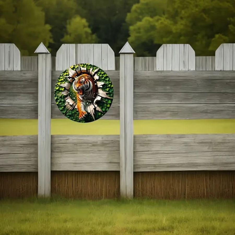 CIFBUY Aluminium-Tiger-Kunstschild aus Metall mit 3D-Effekt, Wanddekoration für Wohnzimmer und Büro, B/H: 20 x 20 cm - Bild 4