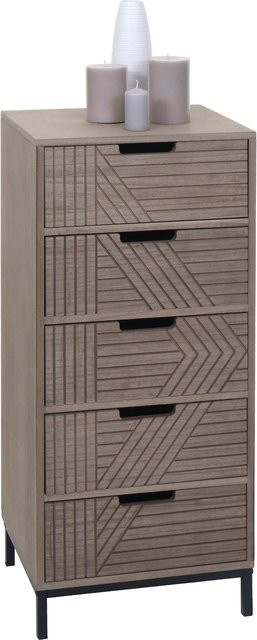 MCW Kommode N90 Highboard im 3D-Design mit 5 Schubladen aus Holz und Metall, grau-braun, B/T/H: 84 x 35 x 29 cm - Bild 1