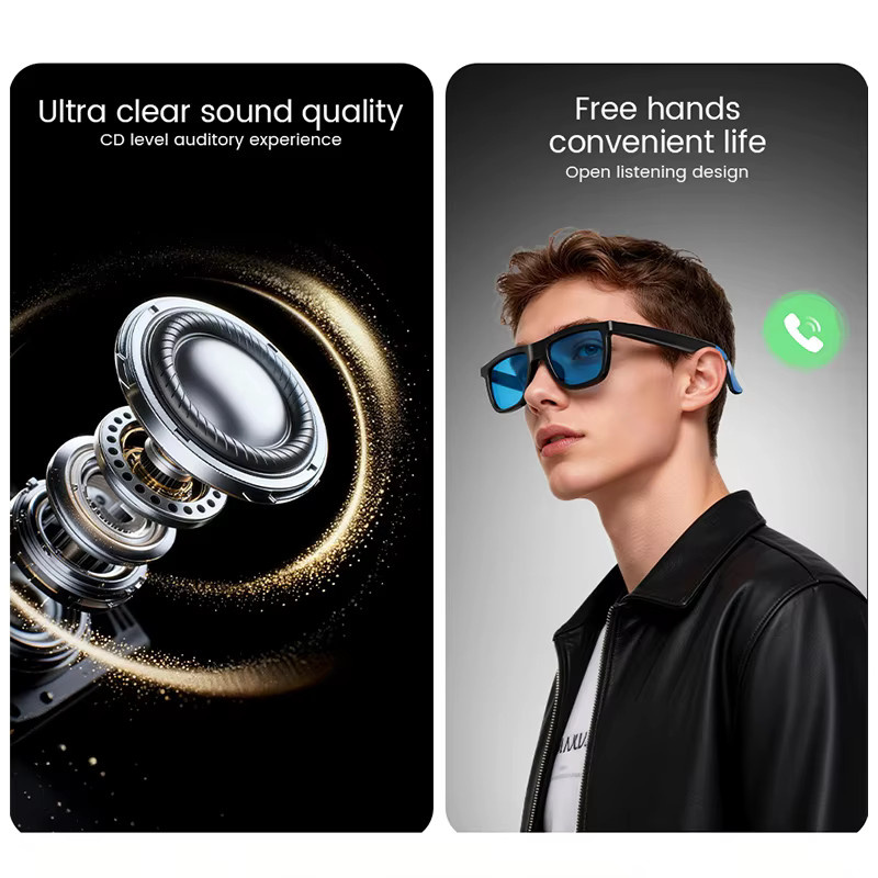 Smarte Audio-Brille yaocx in Schwarz mit elektrochromen Gläsern für Sprachanrufe und Musik sowie magnetischer Ladefunktion - Bild 6