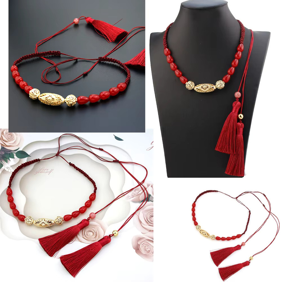 Sun spicems Halskette und Ohrringe, Perlen, Kristall, Gold, Damen - Bild 2