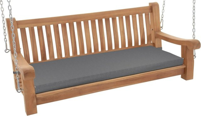 DELUKE MUVER Schaukelbank aus Hartholz in Dunkelgrau mit Kissen, Hängebank für Garten und Veranda, B/T/H: 150 x 70 x 62 cm - Bild 1