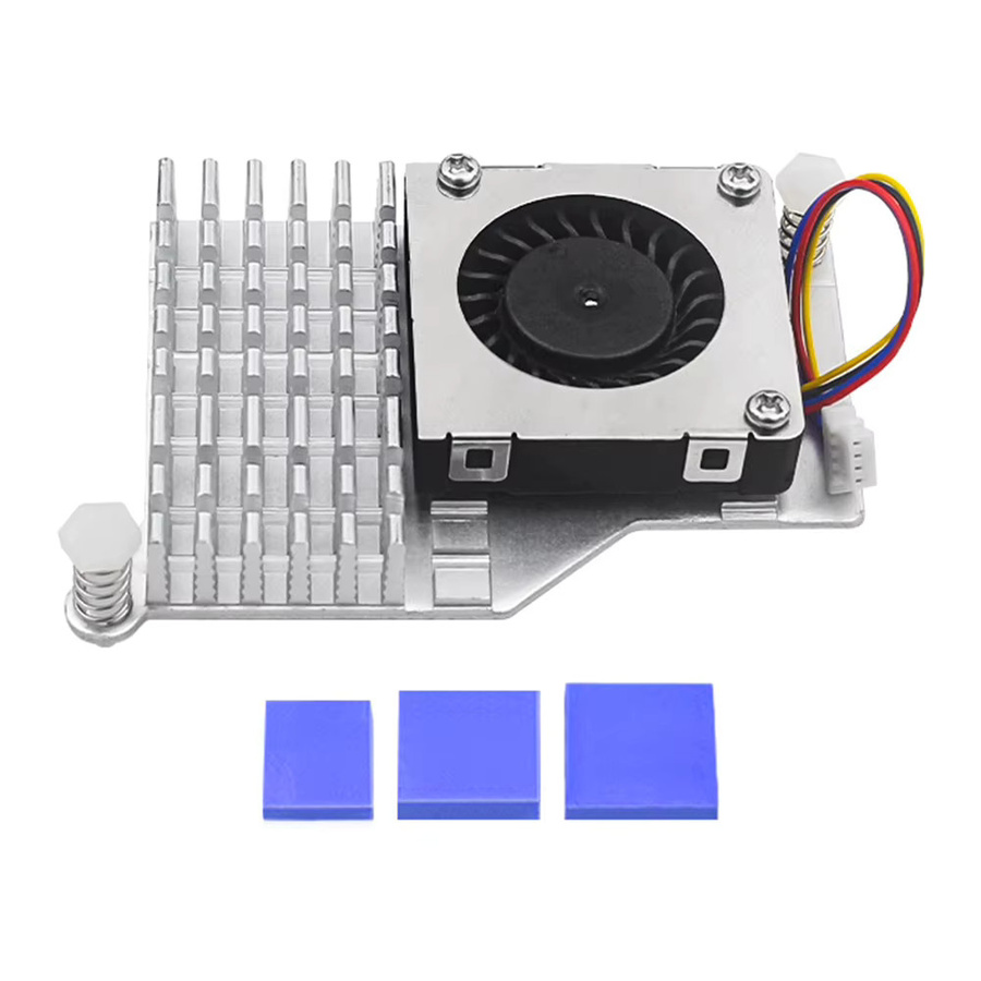 ALLOET Aktiver Luftkühler für Raspberry Pi 5 mit Metall-Kühlkörper und einstellbarem Lüfter in Silber - Bild 3