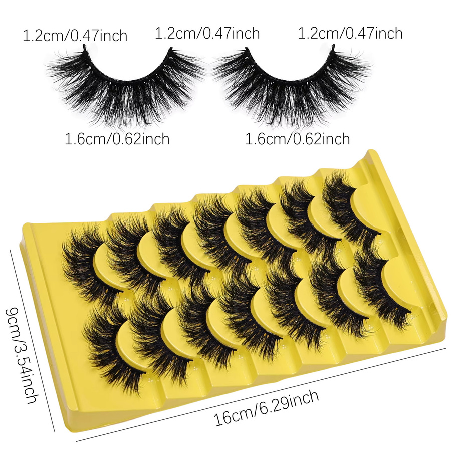 JIEFUXIN Künstliche Wimpern, 7 Paar, 3D-flauschig, Unisex - Bild 4