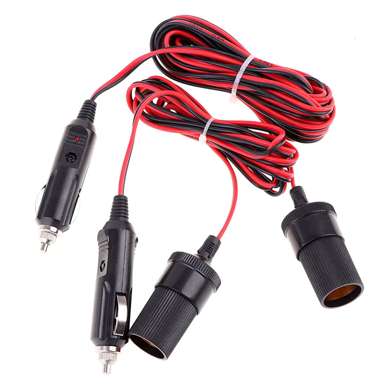 12V Auto Zigarettenanzünder Verlängerungskabel mit Anzeige und Licht, 5m Länge, Schwarz - Bild 3