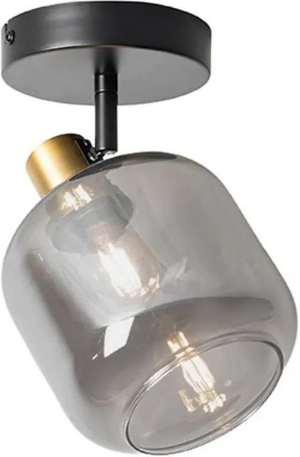 QAZQA Design Deckenspot Zuzanna in Schwarz und Gold mit Rauchglas, dimmbar, E14 - Bild 1