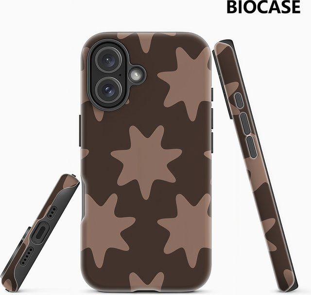 Potdemiel Handyhülle mit Retro Star Motiv in Braun für iPhone 17 16 15 14 13 12 Pro Max Plus mit doppelschichtiger Rückseite - Bild 1