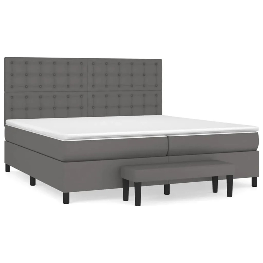 vidaXL Boxspringbett Hybrid mit Matratze in Grau und Weiß, B/T/H: 200 x 200 x 30 cm - Bild 2