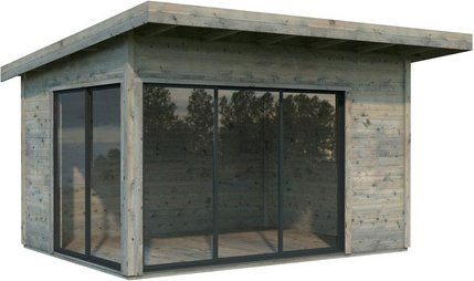 Palmako Gartenhaus Andrea Slide aus Fichtenholz in Grau, Pultdach, B: 390 cm, T: 300 cm, H: 264 cm - Bild 3