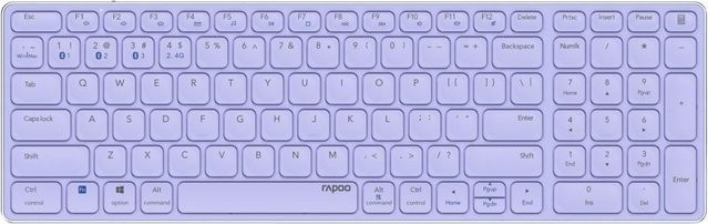 Rapoo E9700M Tastatur RF Wireless und Bluetooth QWERTZ Deutsch Lila - Bild 1