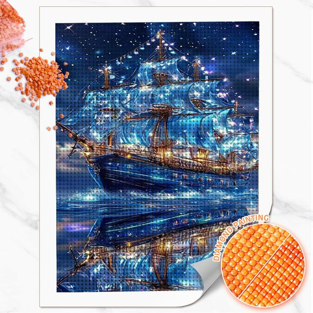 Huacan Diamond Painting Set Sternenhimmel Seemann Landschaft Mosaik Bild in Multicolour B/H: 30 x 20 cm - Bild 1