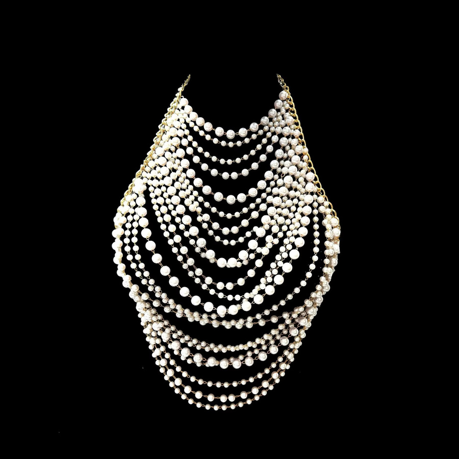 XIGUO Körperkette, Perle, Metall, Gold, Damen - Bild 6