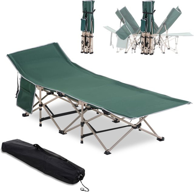 Outsunny Faltbares Campingbett mit Aufbewahrungstasche und Tragetasche, grün, B/T/H: 68 x 190 x 52 cm - Bild 1
