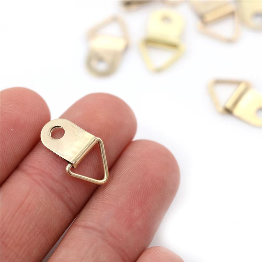 100 Stück goldene D-Ringe aus Messing in Dreiecksform zum Aufhängen von Bildern, Spiegeln und Rahmen - Bild 2