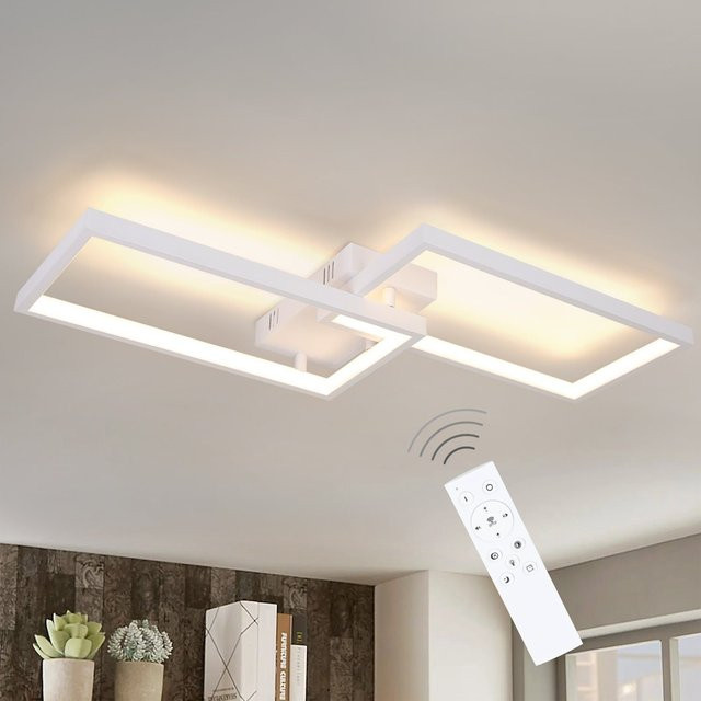 Cliheet LED-Deckenleuchte in Weiß mit Fernbedienung, dimmbar und 3 Farbtemperaturen, modernes 2-Rahmen-Design für Wohnzimmer, Schlafzimmer, Küche oder Arbeitszimmer - Bild 1