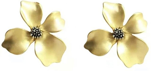 Huitan Ohrstecker, Blumen, Gold, Zirkonia, Damen - Bild 1