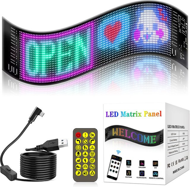 Flexibles LED AD Display als ultradünnes RGB-Werbeschild für Shop und Auto in Schwarz und Multicolour - Bild 1