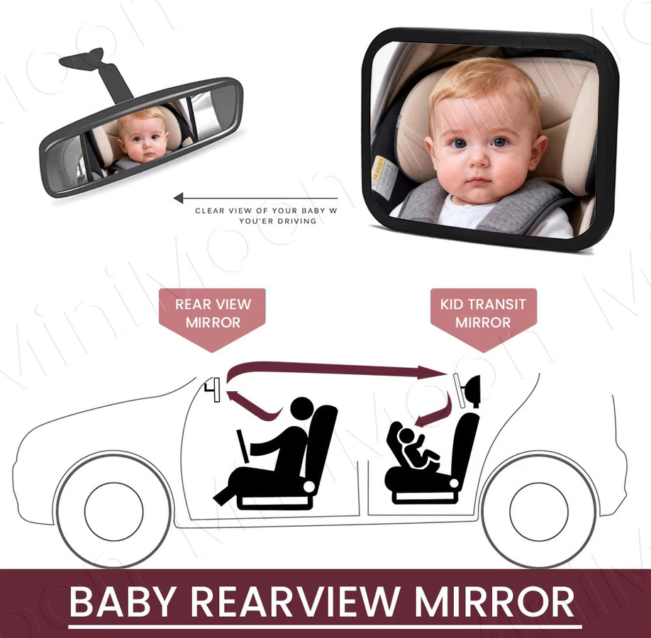 momo&dudu Panorama-Babyautospiel in Schwarz, bruchsicher und zertifiziert für eine klare Sicht auf dein Baby - Bild 5