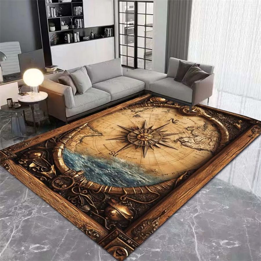 VIKAMA Vintage-Weltkartenteppich, maschinenwaschbarer dekorativer Teppich für Wohnzimmer, Schlafzimmer oder Arbeitszimmer - Bild 6