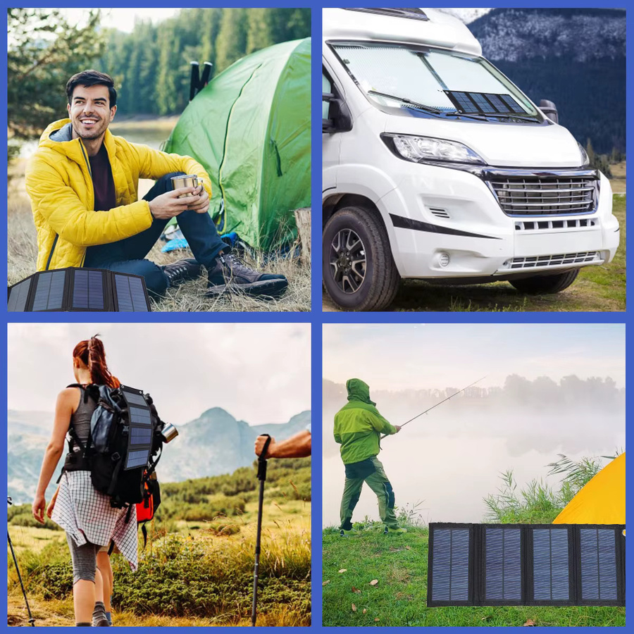 Tragbares 100W Faltbares USB-Solarpanel aus Kristall-Silizium in Schwarz mit USB-C Anschluss für Outdoor und Notfall-Ladestationen - Bild 6