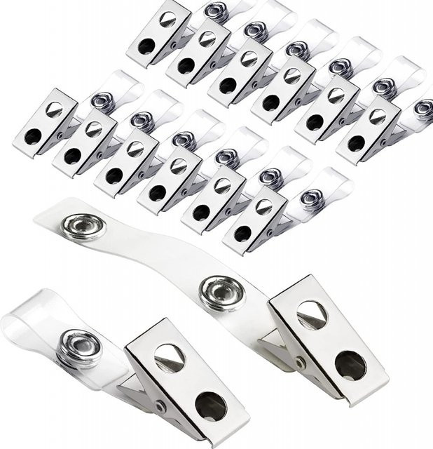 30 transparente PVC-Hüllen mit Metall-Badge-Clip für Ausweise von F. - Bild 1