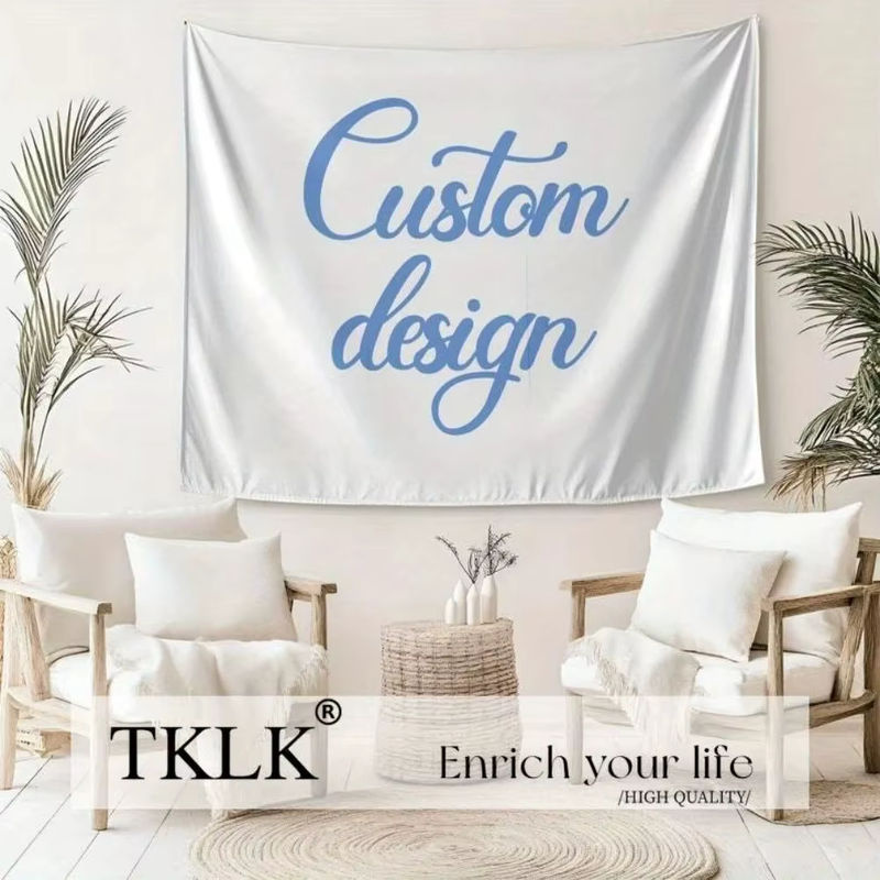 Personalisierter Banner-Wandteppich aus Textil in Weiß, individuell bedrucktes Party-Banner mit Bild und Text, rechteckig, Breite: 91,44 cm, Höhe: 66,04 cm - Bild 2