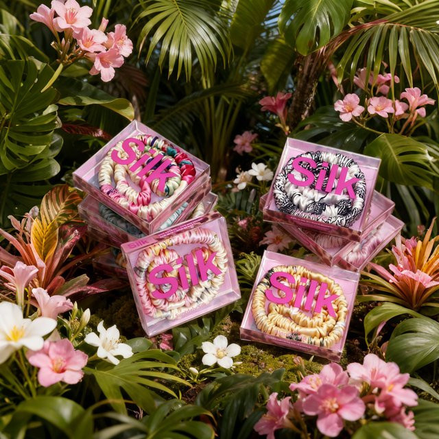 yanrong Haargummis, 100 % Seide, Blumenmuster, Damen, Mädchen - Bild 1