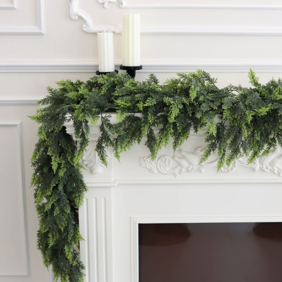 Sinsoledad Künstliche Weihnachtsgirlande aus grüner Zeder und Kiefer mit Blättern für deine Dekoration - Bild 5