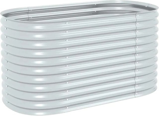 DELUKE Rundes Hochbeet BLUMO aus verzinktem Stahl in Silber, B/T/H: 160 x 80 x 81 cm - Bild 1