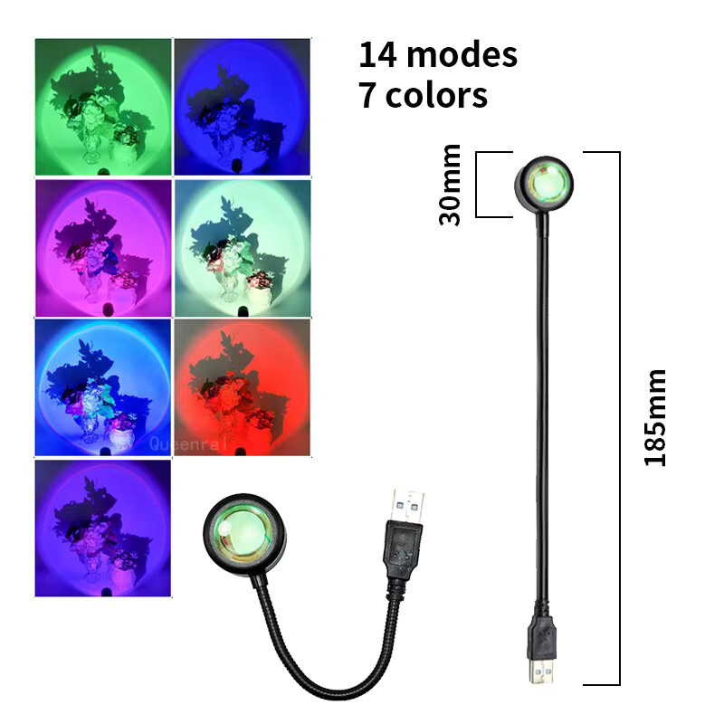 SEamopar RGB Sonnenuntergang Lampe LED Projektor mit Regenbogen- und Neon-Effekt für die Wanddekoration in Rot und 7 Farben - Bild 6