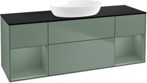 V&B Waschtischunterschrank Finion mit Wandbeleuchtung, Farbe Olivenmatt lackiert, Breite: 160 cm, Tiefe: 50,1 cm, Höhe: 50,1 cm - Bild 1