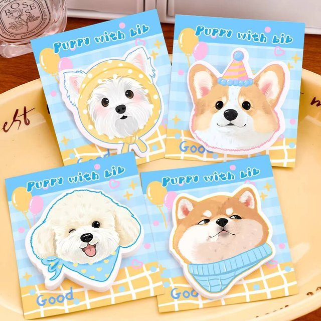 Niedliche Kawaii Hunde Klebeetiketten und Memo-Pads für Büro und Schule, Mehrfarbig - Bild 1