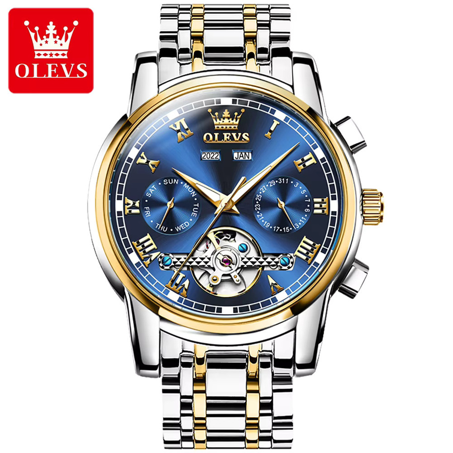 OLEVS Armbanduhr Automatik, Edelstahl, Silber, Weiß, Herren - Bild 6