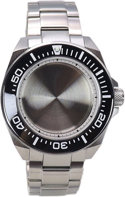 Uhrenzubehör Saphirglas für Samurai-Taucheruhrengehäuse, 43,8 mm, Edelstahl, Silber - Bild 1