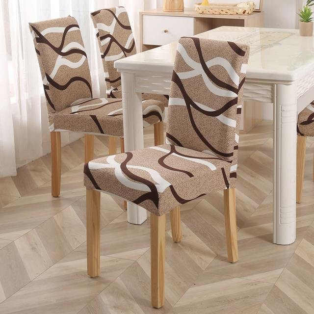 Stilvoller Stretch-Stuhlbezug für Esszimmer und Bürostühle in Beige - Bild 1
