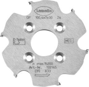 Lamello P-System Nutfräser CNC DP in Silber, D100.4 x 7 x D30 mm, Z6, NL 4 x D6.6 x D48 mm - Bild 1