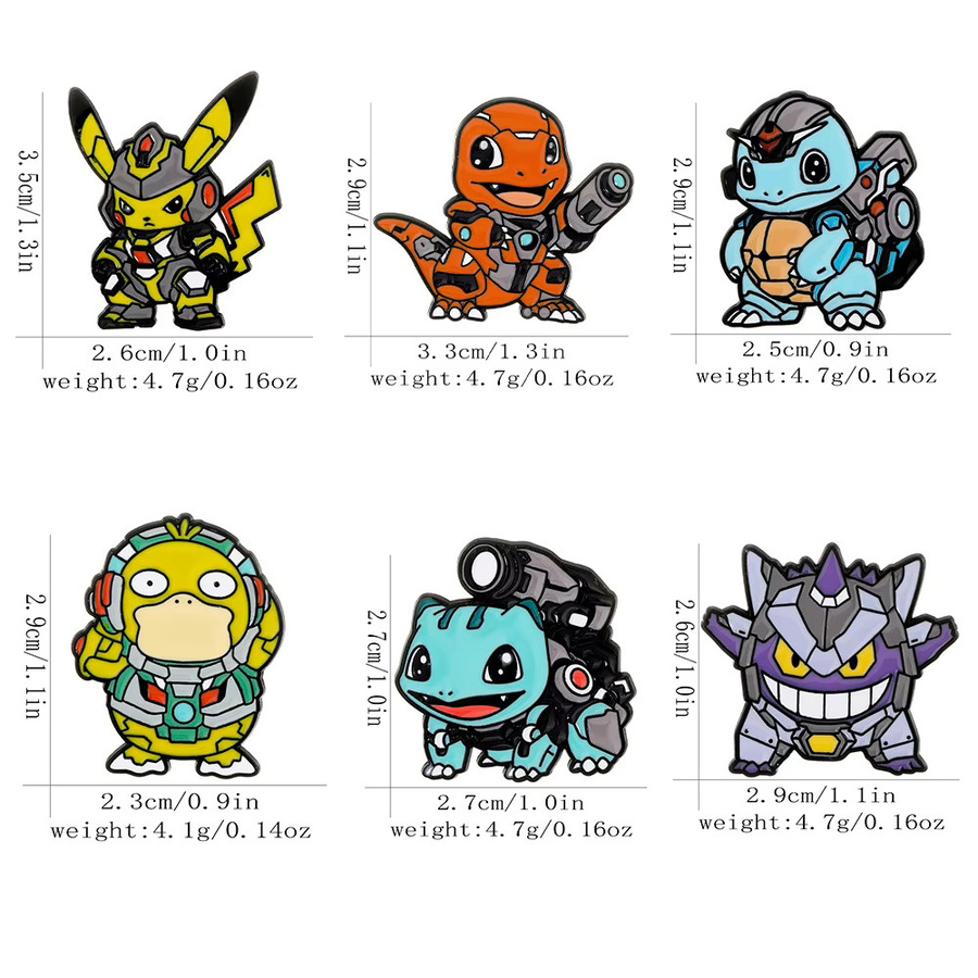 MINISO 6-teiliges Set Anime Pokemon Emaille Pins, Unisex - Bild 2