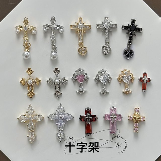 SEENCON Nagelkunst Kreuz Zirkon-Legierung, Glänzend, Unisex - Bild 1