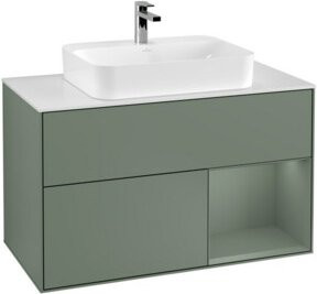 V&B Waschtischunterschrank Finion 100 mit Wandbeleuchtung in Roségold lackiert, B/T/H: 100 x 50,1 x 50,1 cm - Bild 1