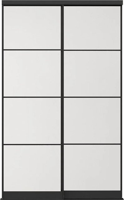 Schranktür Aterma von Vente-unique in Schwarz mit Sicherheitsglas und Stahl im Industriestil, Breite: 150 cm - Bild 1