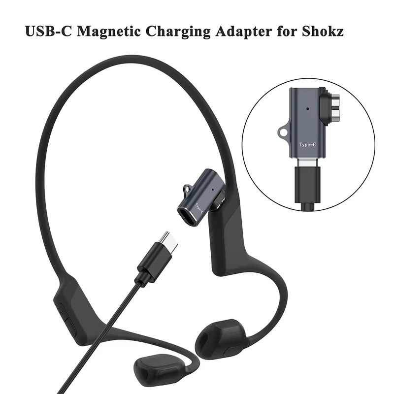 AfterShokz Magnetisches USB-C Ladeadapter Set in Schwarz für OpenRun Pro, OpenComm und Knochenleitungs-Kopfhörer - Bild 4