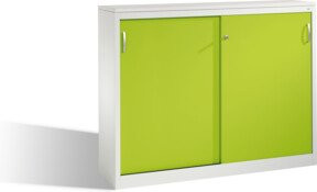C+P Akten-Sideboard Acurado mit Schiebetüren und Schloss, Front Viridingrün, Korpus Lichtgrau, H: 120 cm, B: 160 cm, T: 40 cm - Bild 1
