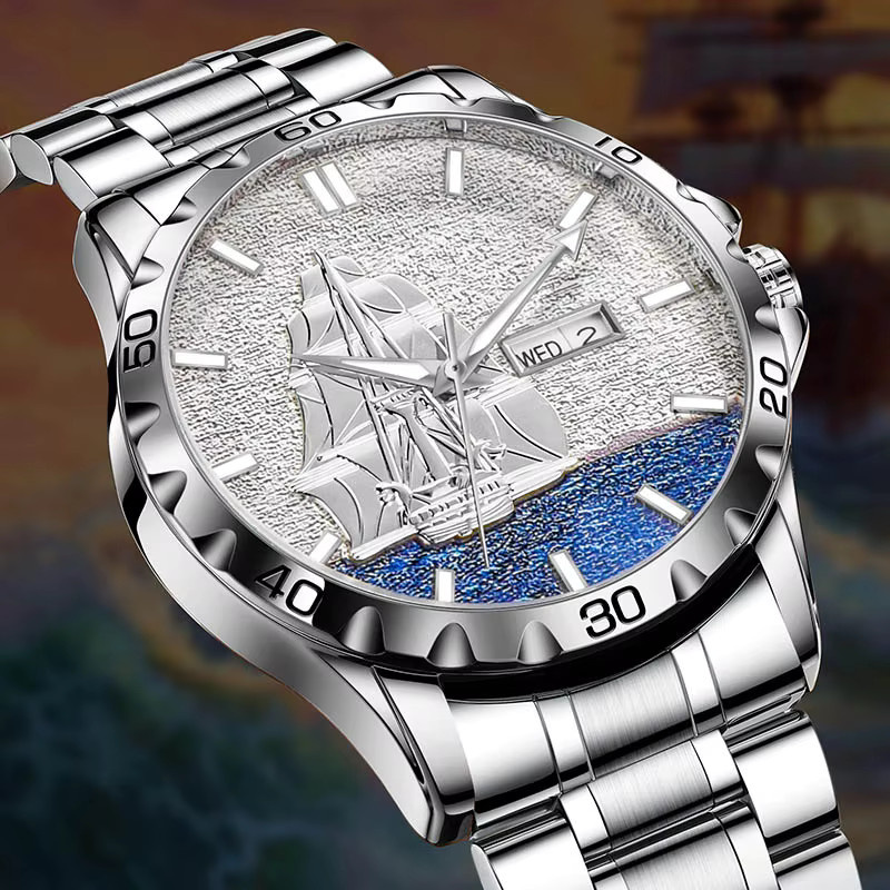 GLENAW Armbanduhr Automatik, Edelstahl, Silber, Herren - Bild 4