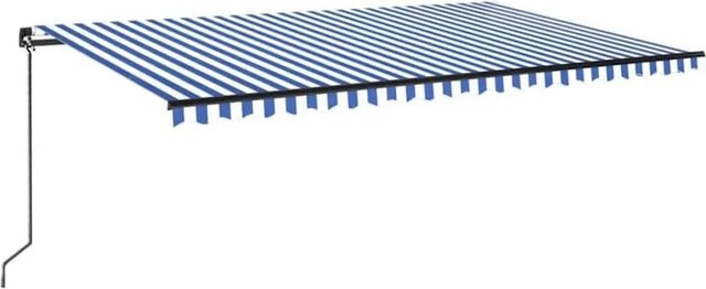 vidaXL Markise manuell einziehbar mit LED in Blau und Weiß, B: 500 cm, Ausladung: 300 cm - Bild 1