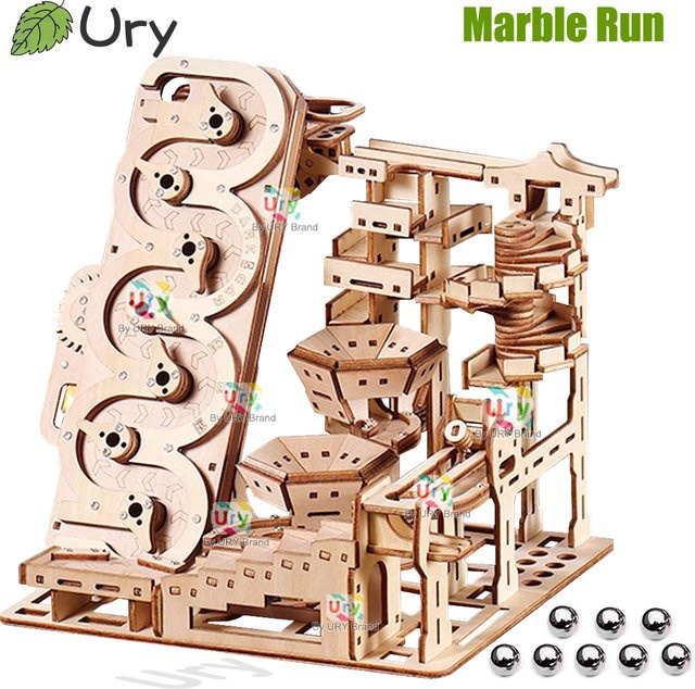 Ury 3D Holzpuzzle Elektrische Kugelbahn mit Kompass-Modell, Bausatz - Bild 1