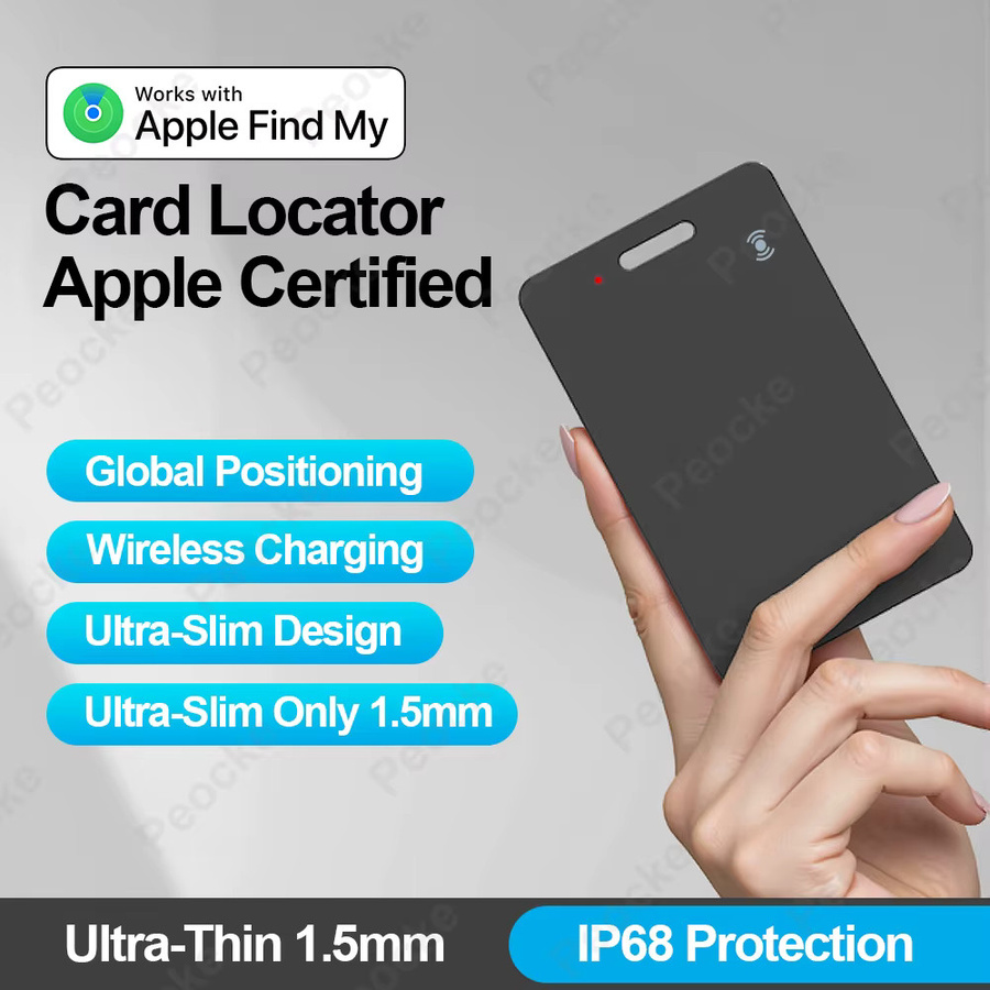 Apple Smartcard-Tag für Find My Bluetooth Device, ultradünner Anti-Verlust Finder mit GPS-Standort für Geldbörse und Schlüsseltasche, Schwarz - Bild 2