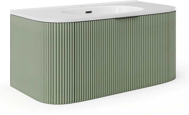 Vente-unique Einzelwaschtisch Lomeri in Grün, Breite: 99 cm, Tiefe: 45 cm, Höhe: 50 cm - Bild 1