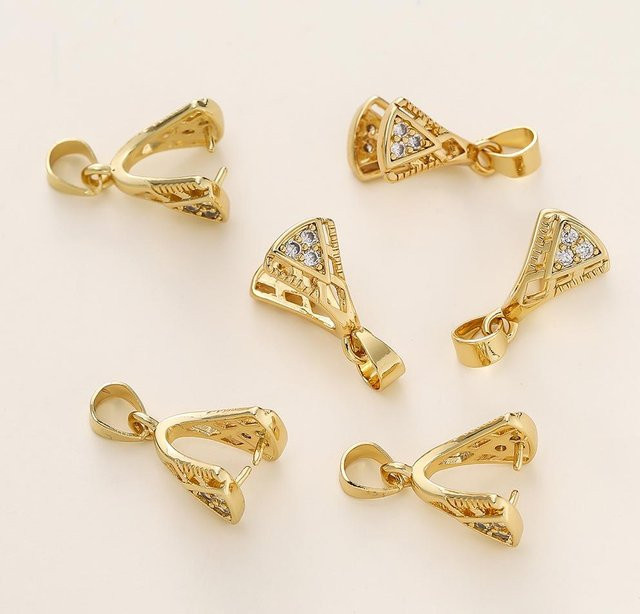 Anhängeröse 18K Goldfarben Beschichtet, Zirkon, Beige, Unisex - Bild 1