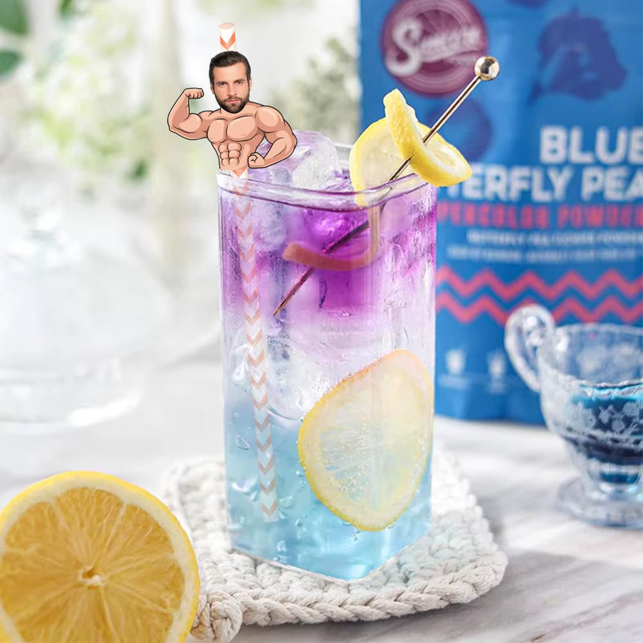 Personalisierte Papier Strohhalme mit individuellem Muscle Man Gesicht Motiv von WEIGAO in Mehrfarbig, 6 Stück - Bild 3